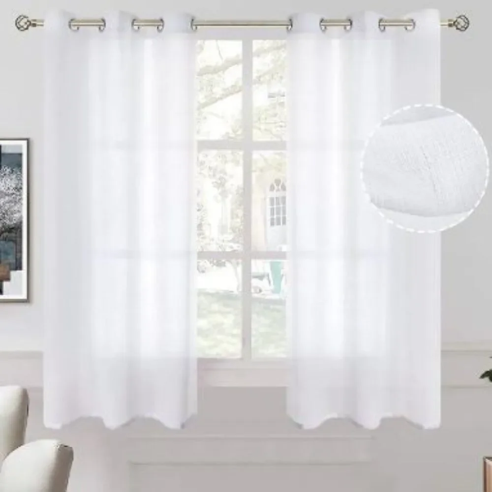 NWOT, Natural Linen Look Semi Sheer Curtains, 2 Panels